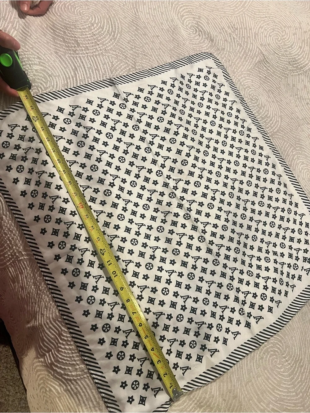 Designer-Inspired Black & White Monogram Scarf